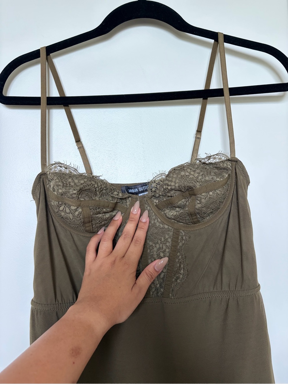 Urban Outfitters Olive Lace-Trim Slip Dress - Picture 8 of 8